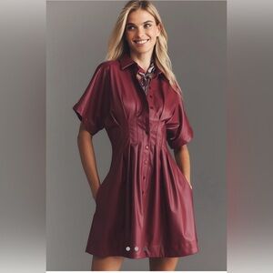 The Tobie Faux Leather Shirt Dress by Exquise